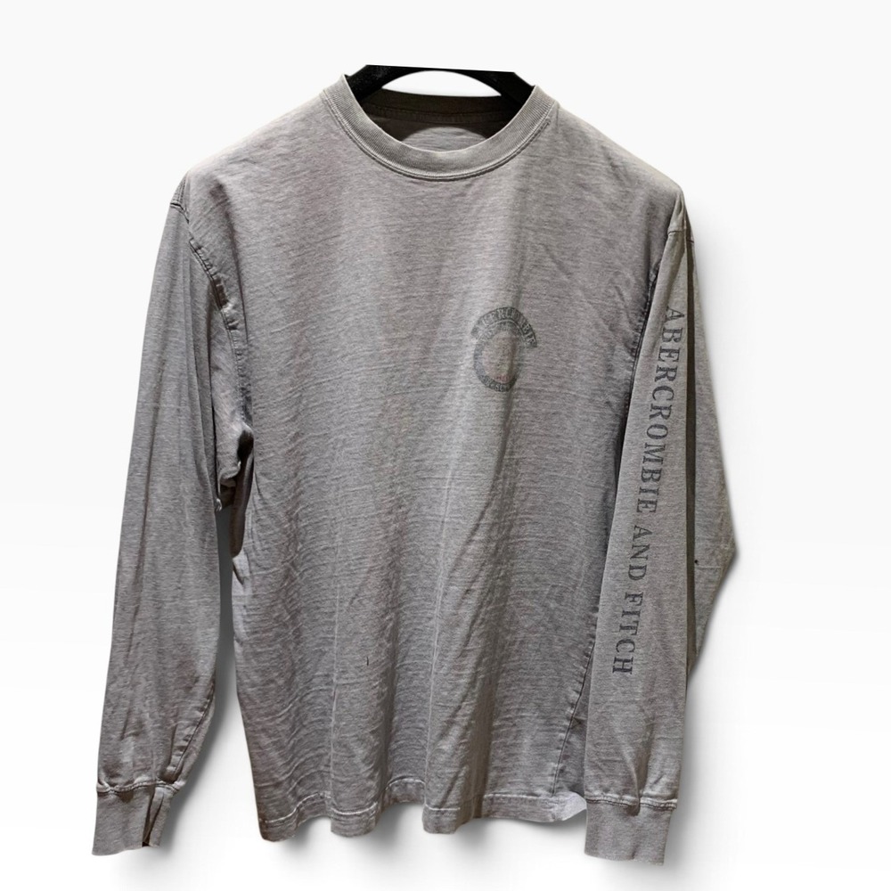Abercrombie Fitch Men L XL Gray SAR Medical Graphic Tee Y2K Distressed Spellout